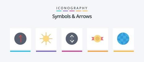símbolos e setas flat 5 icon pack incluindo . rótulo. envio. design de ícones criativos vetor