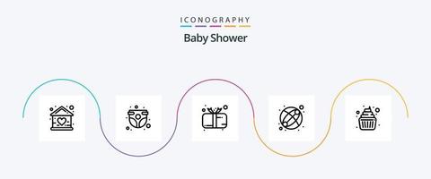 pacote de ícones da linha 5 do chuveiro de bebê, incluindo brinquedo. bebê. infância. presente. criança vetor