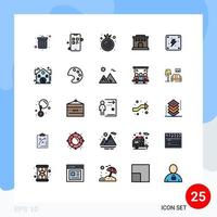 conjunto de 25 sinais de símbolos de ícones de interface do usuário modernos para desconto, energia, comida, eletricidade, casa, elementos de design de vetores editáveis