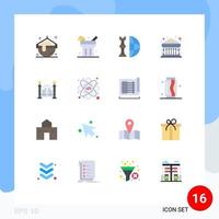 16 símbolos de sinais de cores planas universais do pacote editável de banco de finanças globais de dinheiro vitalício de elementos de design de vetores criativos