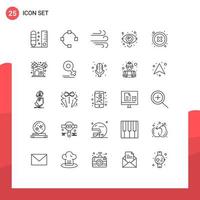 conjunto de 25 sinais de símbolos de ícones de interface do usuário modernos para excluir elementos de design de vetores editáveis de direção de visão de marketing