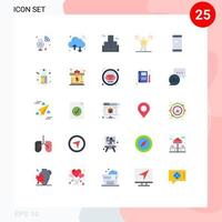 Pacote de cores planas de 25 interfaces de usuário de sinais e símbolos modernos de ventilador de telefone inteligente wi-fi incentiva elementos de design de vetores editáveis de líderes de torcida