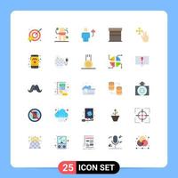 conjunto de 25 símbolos de símbolos de ícones de interface do usuário modernos para edifícios de avatar de garagem de dedo guarda-chuva elementos de design de vetores editáveis