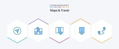 mapas e viajar 25 pacotes de ícones azuis, incluindo . . mapa. rota. localização vetor