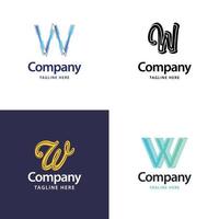 letra w design de pacote de logotipo grande design criativo de logotipos modernos para o seu negócio vetor