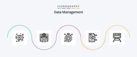 pacote de ícones da linha 5 de gerenciamento de dados, incluindo compartilhamento. globo . engrenagem vetor