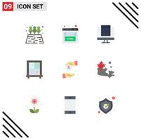 9 ícones criativos, sinais e símbolos modernos de mapa, burocracia, monitor, janela de suborno, elementos de design de vetores editáveis