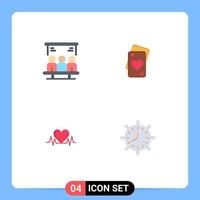 pacote de ícones vetoriais de estoque de 4 sinais e símbolos de linha para elementos de design de vetores editáveis de casamento de coração de usuário de projeto