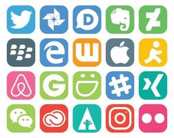 20 pacotes de ícones de mídia social, incluindo wechat chat wattpad slack groupon vetor