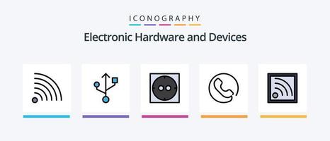 linha de dispositivos cheia de 5 ícones incluindo . cam. chamar. design de ícones criativos vetor