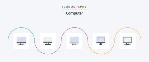 pacote de ícones plana 5 do computador, incluindo . vetor