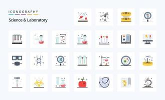 pacote de ícones de 25 cores lisas de ciência vetor