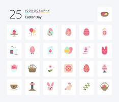 Páscoa 25 pacote de ícones de cores planas, incluindo vidro. ovo. decoração. ovos de pascoa. decoração vetor