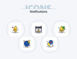linha de notificações cheia de ícones do pacote 5 design de ícones. mensagem. opções. alarme. contexto. engrenagem vetor