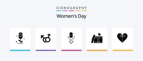pacote de ícones de glifo 5 para o dia das mulheres, incluindo dia. mulheres. macho. registro. dia. design de ícones criativos vetor