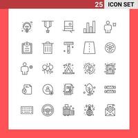 pacote de interface do usuário de 25 linhas básicas de gráfico de avatar gráfico simples monóculo elementos de design de vetores editáveis