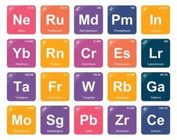 20 tabela periódica do design do pacote de ícones de elementos vetor