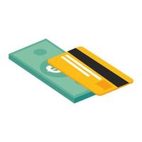 cartão de crédito com ícone isolado de finanças de contas