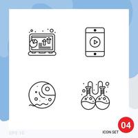 4 ícones criativos, sinais modernos e símbolos de análise distante, telefone portátil, gigante, elementos de design vetorial editável vetor