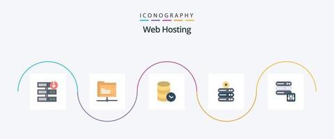 pacote de ícones plana 5 de hospedagem na web, incluindo banco de dados. servidor. hospedagem. armazenamento de dados. assistir vetor