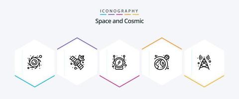 pacote de ícones de 25 linhas de espaço, incluindo . . segurança. torre. antena vetor