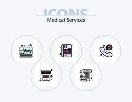 linha de serviços médicos cheia de ícones do pacote 5 design de ícones. . médico. coração. drogas. médico vetor