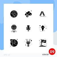 9 ícones criativos sinais e símbolos modernos de elementos de design vetoriais editáveis do globo do navegador de escada do mundo multimídia vetor