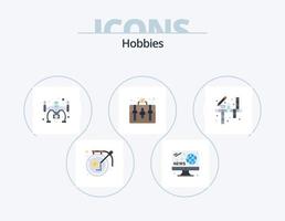 Hobbies Flat Icon Pack 5 Icon Design. hobbies. Atividades. hobbies. passatempo. bolsa vetor