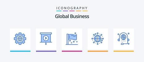 pacote de ícones de negócios globais azul 5, incluindo comunicação. mundo. Congresso. globo. internacional. design de ícones criativos vetor