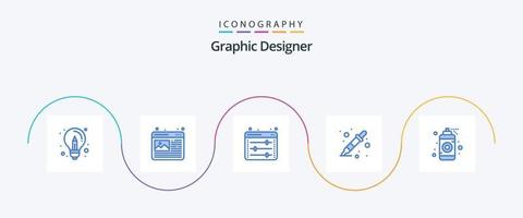 pacote de ícones azul 5 do designer gráfico, incluindo designer. conta-gotas. imagem da web. amostrador de cores. configuração da web vetor