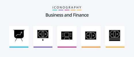 pacote de ícones de glifo 5 financeiro, incluindo . dinheiro. negócios. finança. negócios. design de ícones criativos vetor