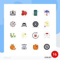 conjunto de 16 sinais de símbolos de ícones de interface do usuário modernos para configurar o verão de guarda-chuva protege o coração pacote editável de elementos de design de vetores criativos
