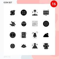 pacote de ícones vetoriais de estoque de 16 sinais e símbolos de linha para configurações de sobremesa codificação de engrenagem criativa elementos de design vetorial editáveis vetor