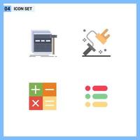 conjunto de ícones planos de interface móvel de 4 pictogramas de pintura de página da web de calculadora de internet mini elementos de design de vetores editáveis