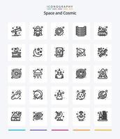 espaço criativo 25 pacote de ícones de contorno, como sinal. satélite. planeta. carro. Informação vetor