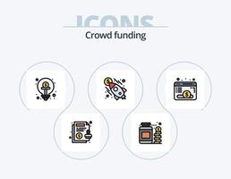 linha de crowdfunding cheia de ícones do pacote 5 design de ícones. reprodutor de mídia. dinheiro. imac. dinheiro. finança vetor