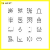 pacote de 16 contornos criativos de elementos de design de vetores editáveis criativos de ideia de óleo de bulbo vivo