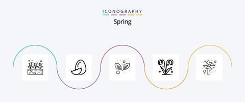 pacote de ícones da linha 5 da primavera, incluindo cata-vento. crianças. folha. primavera. floral vetor