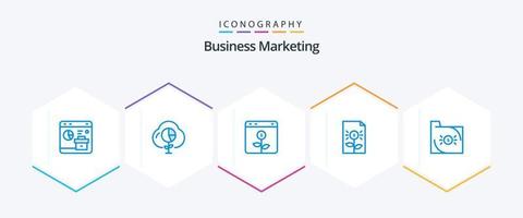 pacote de ícones azuis de marketing de negócios 25, incluindo documento. banco. gráfico. investimento. negócios vetor