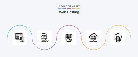 pacote de ícones da linha 5 de hospedagem na web, incluindo servidor de rede. serviço . servidor. Centro vetor