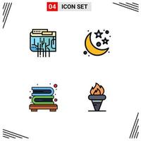 4 ícones criativos sinais modernos e símbolos de estante de moeda internet planeta estante editável vetor elementos de design