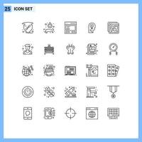 conjunto de 25 sinais de símbolos de ícones de interface do usuário modernos para pensar a cabeça de ação da ideia para elementos de design de vetores editáveis