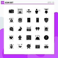 grupo de símbolos de ícone universal de 25 glifos sólidos modernos de computação de imagem de decoração elementos de design de vetores editáveis de avatar humano
