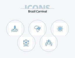 carnaval do brasil ícone azul pack 5 design de ícone. . bandeira. pôr do sol vetor
