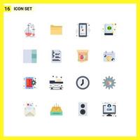 16 ícones criativos sinais modernos e símbolos do pacote de vídeo de trevo de armazenamento de dia de grade editável de elementos de design de vetores criativos