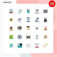 Conceito de 25 cores planas para sites móveis e aplicativos, ferramentas de caneta de e-mail de carta, suprimentos de elementos de design de vetores editáveis