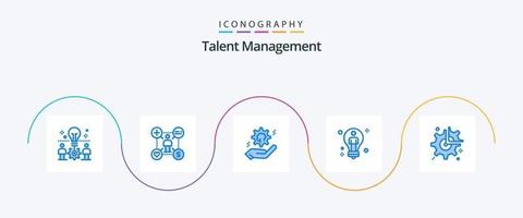 pacote de ícones azul 5 de gerenciamento de talentos, incluindo solução. lâmpada. adicionar. solução. engrenagem vetor