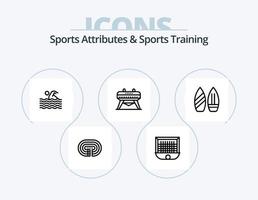 atributos esportivos e design de ícones do pacote de ícones de linha de treinamento esportivo 5. esporte. água. atividade. surf. água vetor