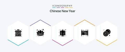 pacote de ícones de 25 glifos do ano novo chinês, incluindo chinês. ano. China. papel. chinês vetor