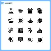 conjunto de 16 sinais de símbolos de ícones de interface do usuário modernos para elementos de design de vetores editáveis de comércio eletrônico de tempo de palma seguro